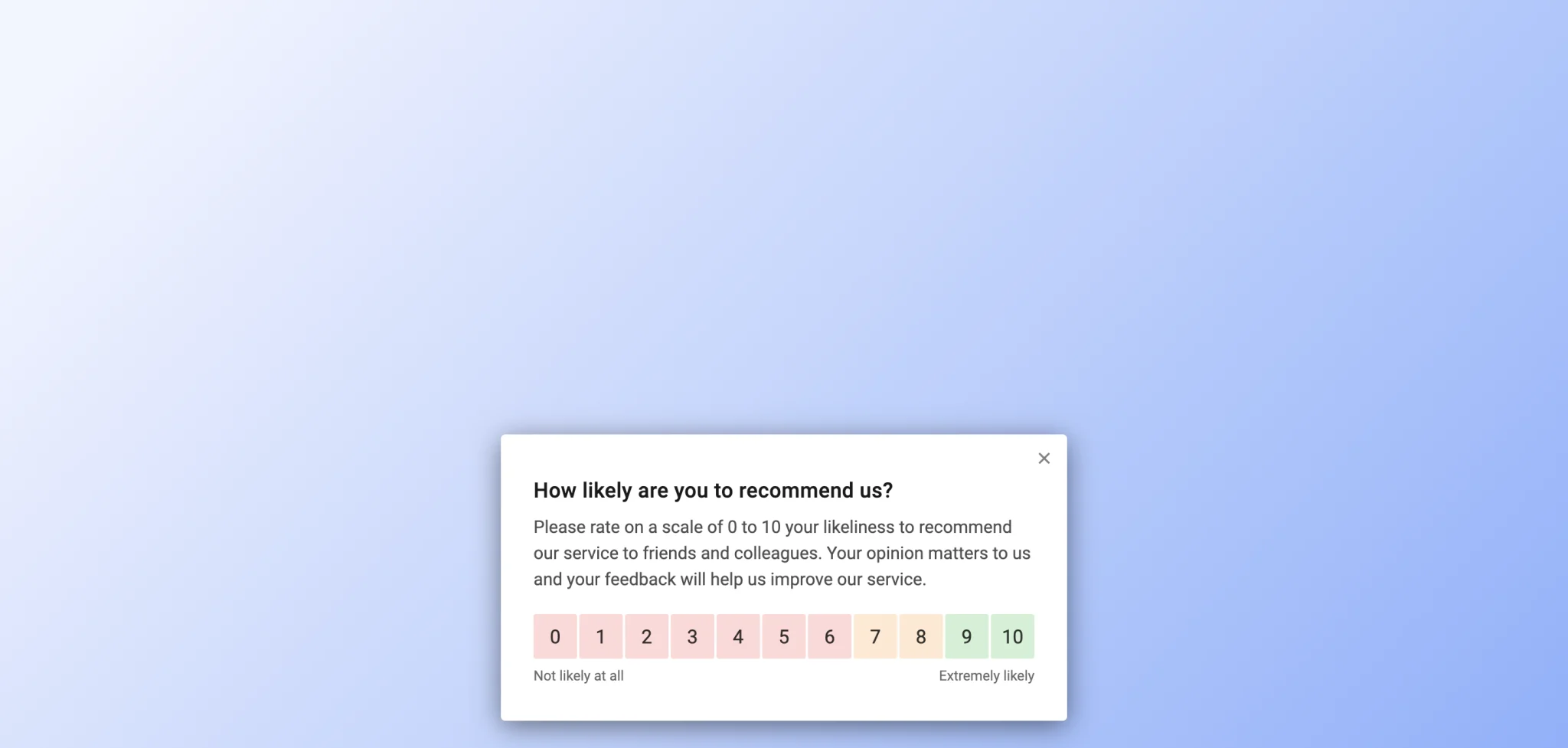 Refiner NPS survey displayed inside a web application