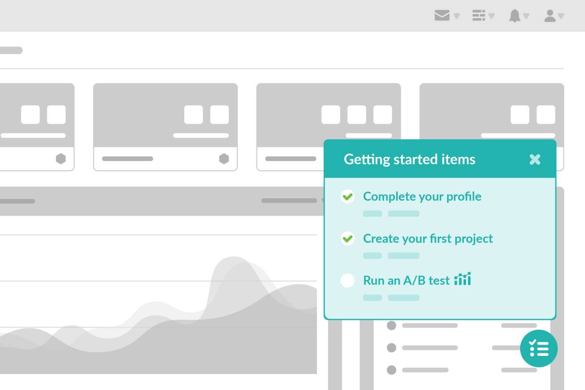 Chameleon onboarding checklist launcher displayed inside a product