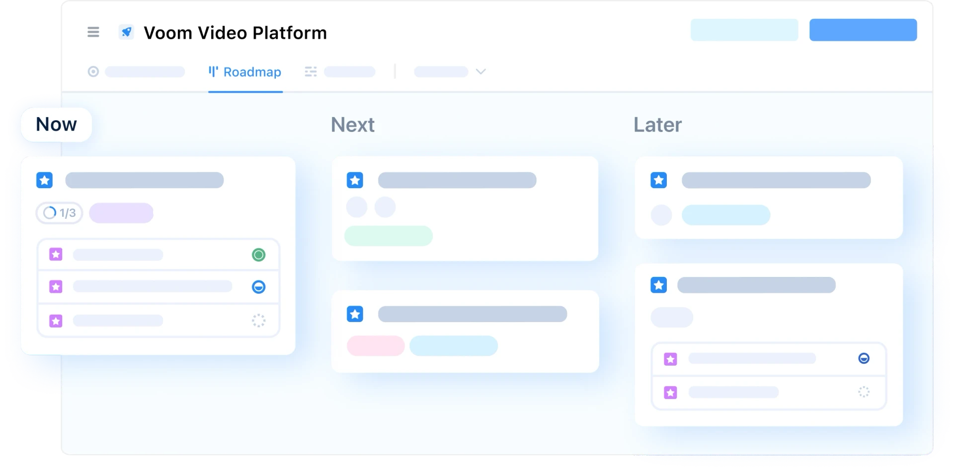 airfocus now-next-later roadmap with nested initiatives and product items