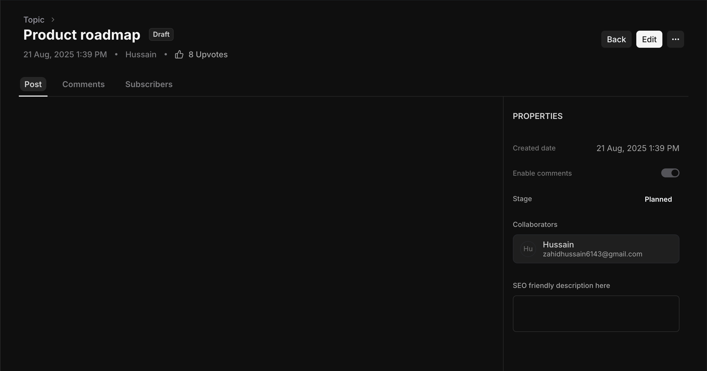Roadmap Detail Page